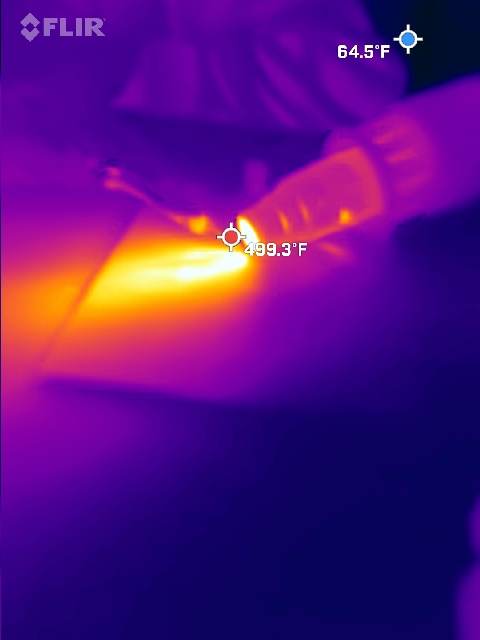 A FLIR image of the heating of the drill bit