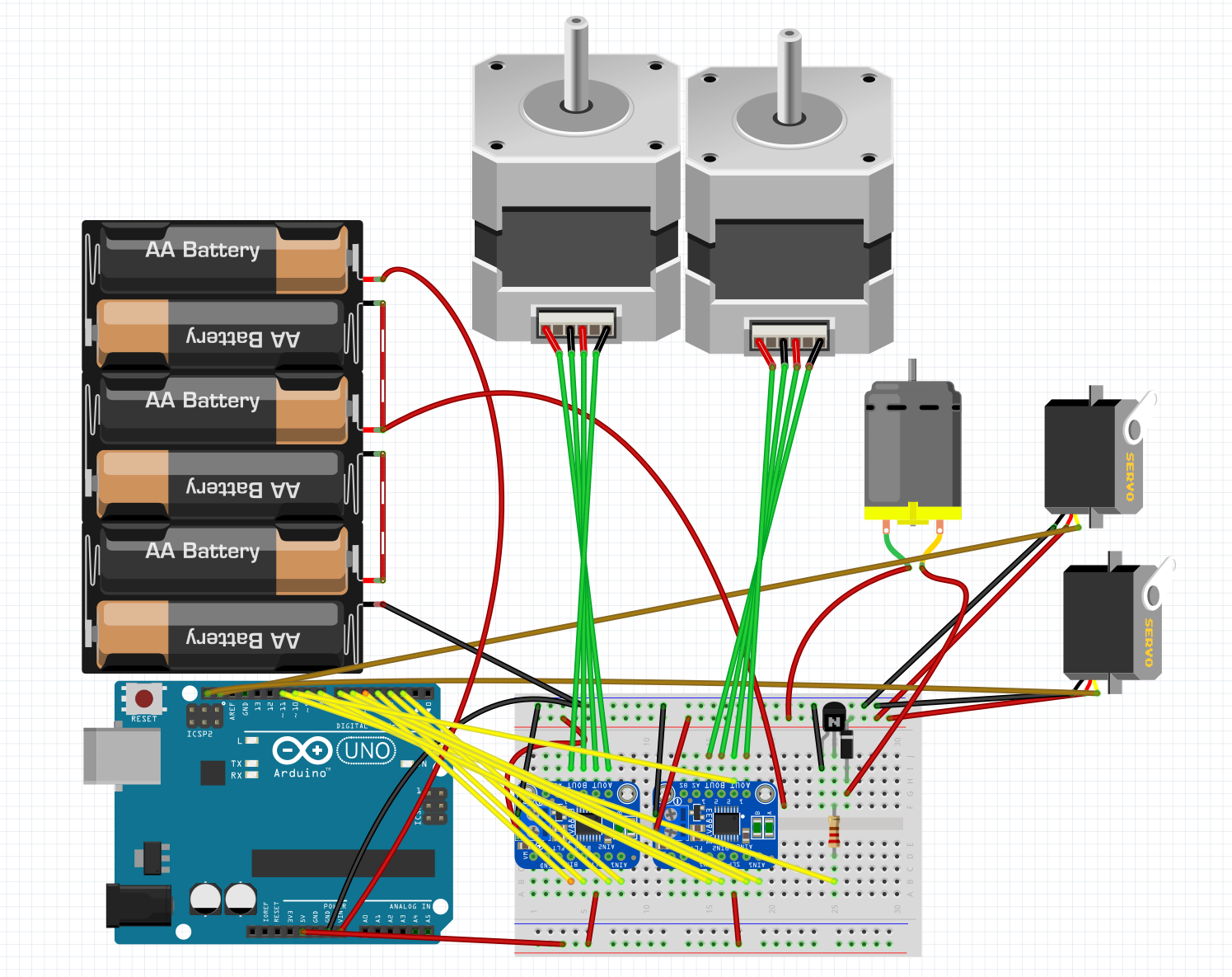 A Fritzing diagram of our circuit