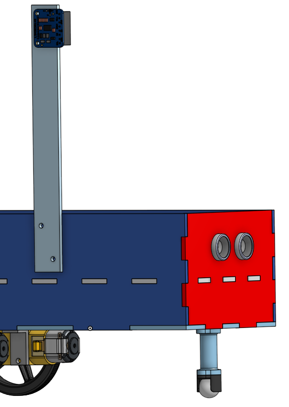 Side view of mast and caster/extension