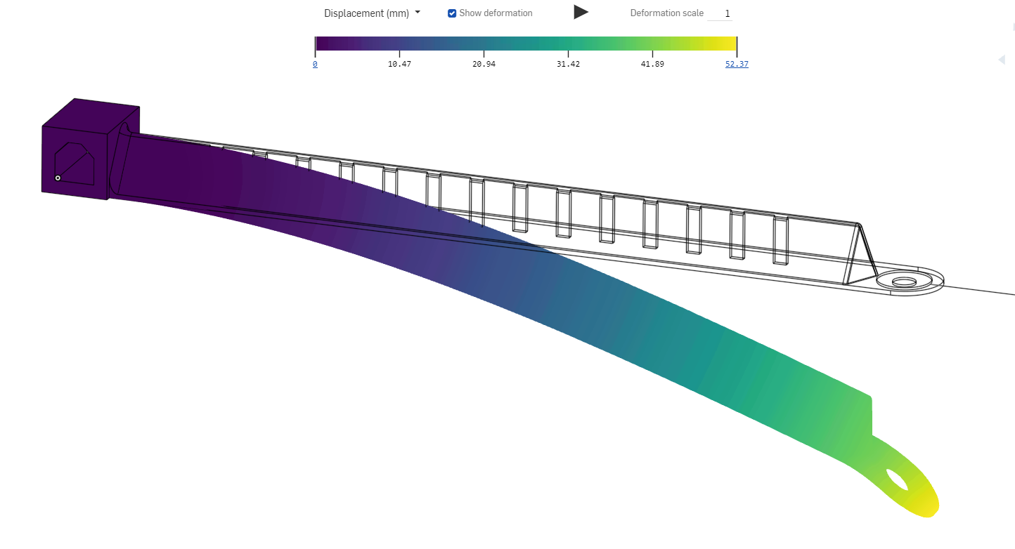 A screenshot of the FEA displacement simulation.